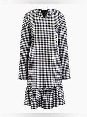 J.Crew Black & White Gingham Long Sleeve Dress Cottagecore Girly Bow Detail 🎀
